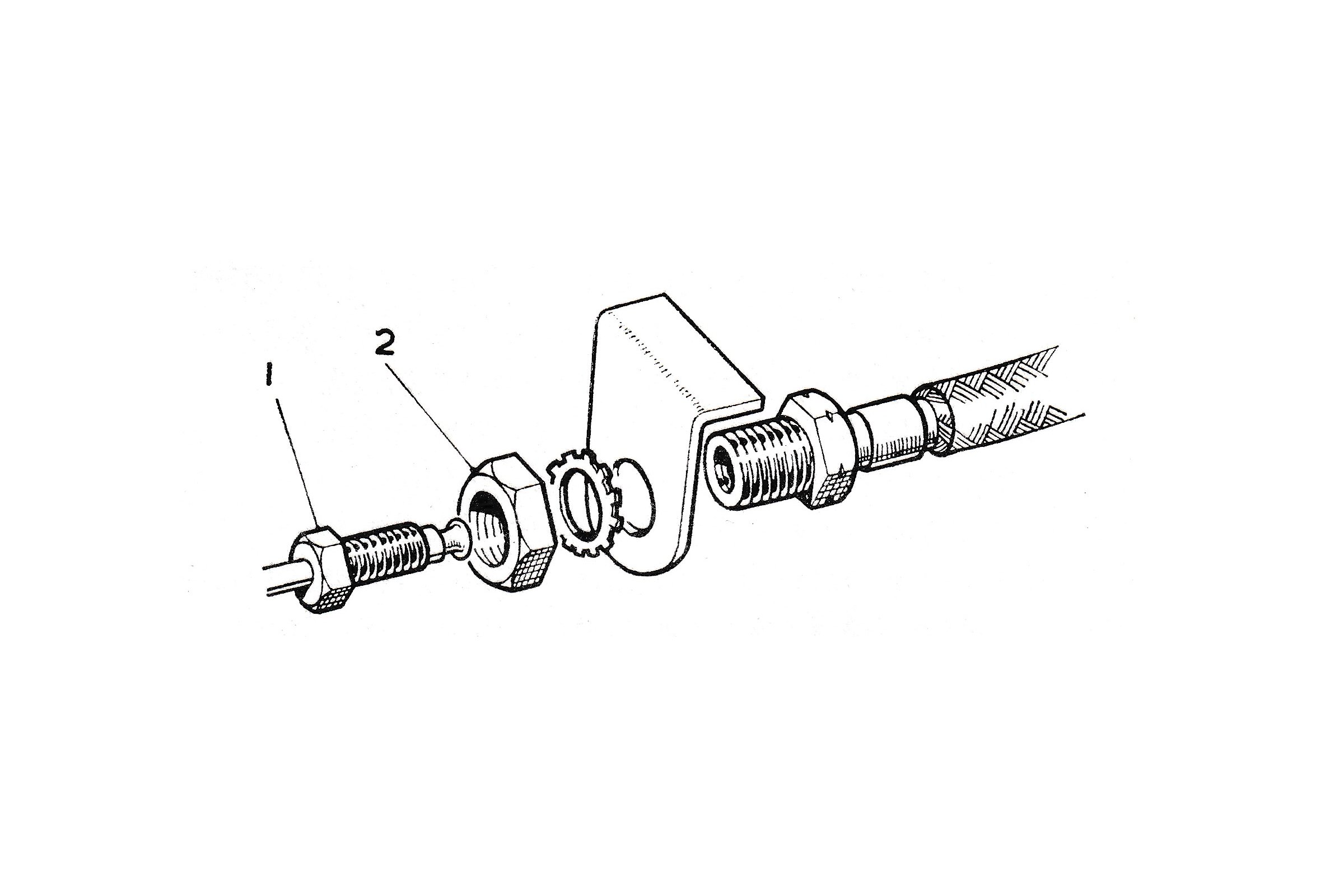 Never try to undo the flexible hose before unscrewing the union nut (1) followed by the attachment nut (2)